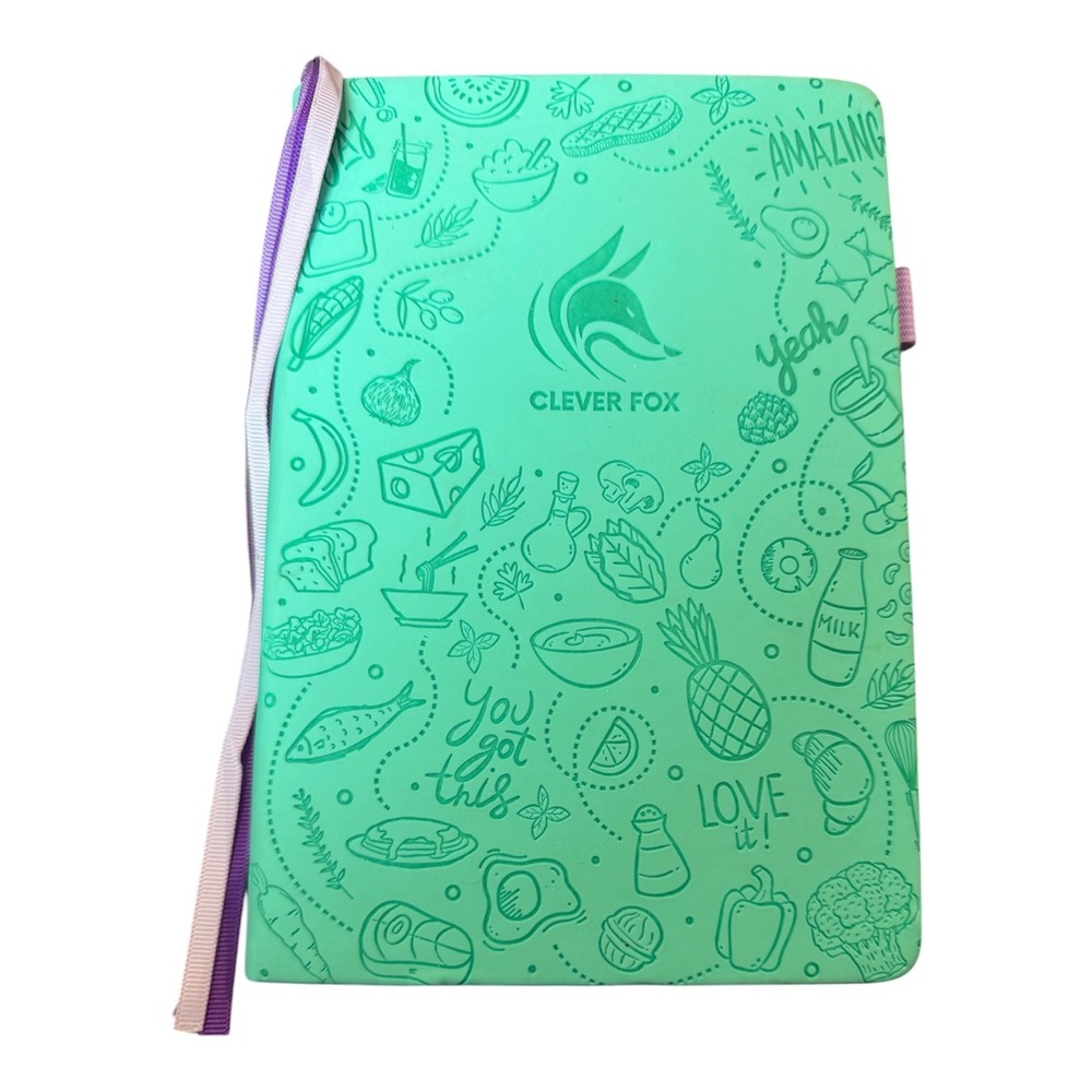 Clever Fox Weekly Meal Planner Undated Wellness Journal Turquoise Green Food Art